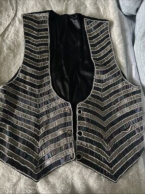Black Beaded Evening Vest